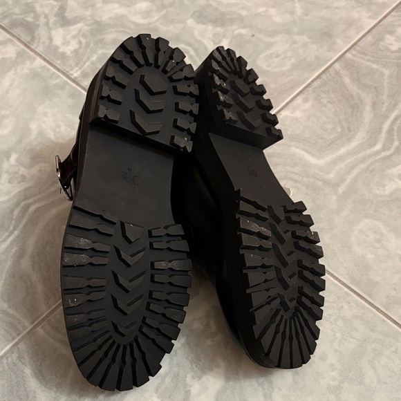Zara Black Chunky Loafers with Buckle - Picture 4 of 5